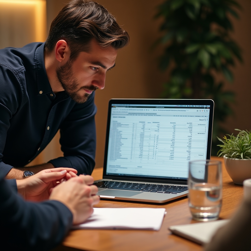 Egyéni coaching laptop előtt, adatelemzési feladaton