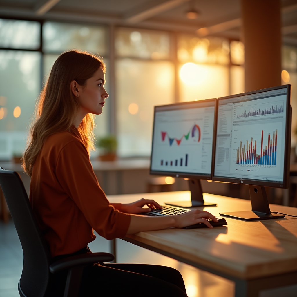 Adatelemző munkakörnyezet modern irodában
